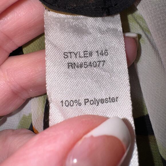 Cabi Multicolor Floral Cascade Ruffle and Tie Front Semi Sheer Top/Tunic-Medium - Picture 10 of 10